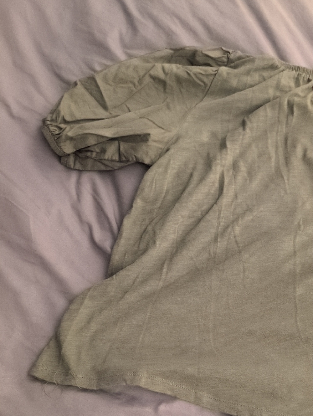 Olive Green Puff Sleeve Top Size M - Picture 12 of 14